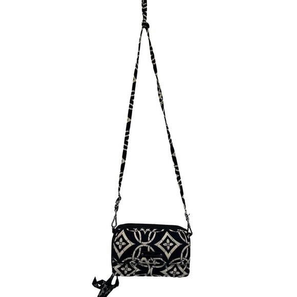 Vera Bradley Crossbody Wallet Purse Concerto Black White Pattern - Picture 2 of 10